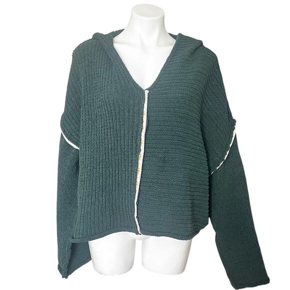 POL Sweaters - POL green chenille knit kimono sleeve hoodie size large